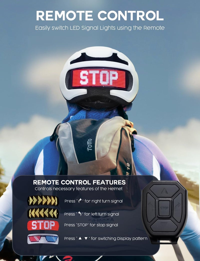 Docgari Bike Helmet with Light - Bike Helmet with DIY LED Screen for Scooter, Bicycle, Skateboard - LED Display Helmet with Customizable Patterns - Bicycle Helmet Light for Adult Men and Women - Image 3